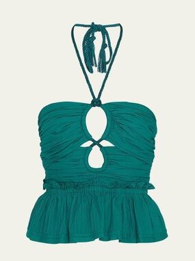 Ulla Johnson Adaleigh Teal Halter Peplum Top Size 4